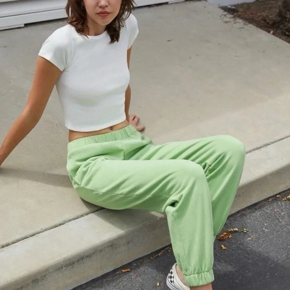 Brandy Melville / Lime Green Rosa Sweatpants One Size - Picture 1 of 8